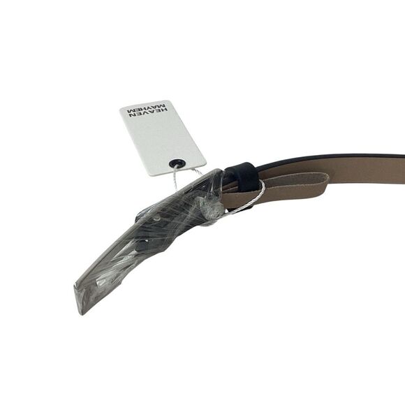HEAVEN MAYHEM NWT Size S Capsule Belt Black Leather Silver Buckle Skinny Belt - Picture 9 of 10